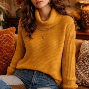 MOTH x ANTHROPOLOGIE Mustard Brenta Cowl Neck Sweater